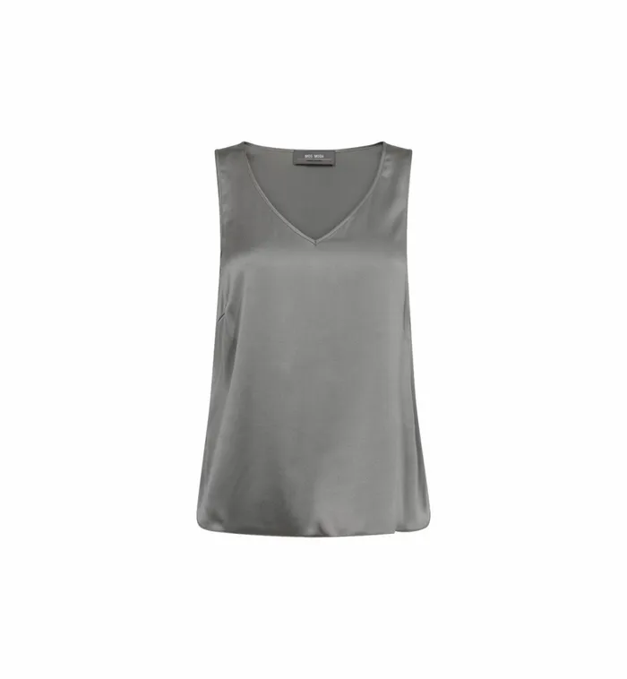 Women Blouses and Tops MOS MOSH MMAstrid VNeck Silk Tank Top Sharkskin