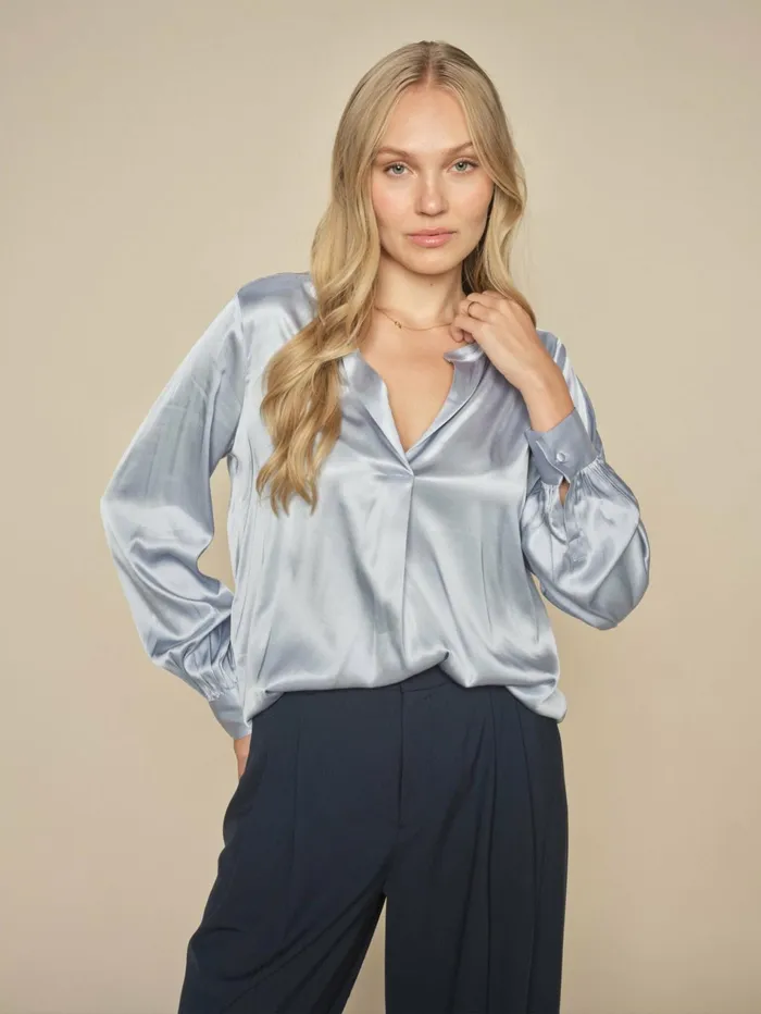 Women Blouses and Tops MOS MOSH MMEnfa Satin Blouse Celestial Blue