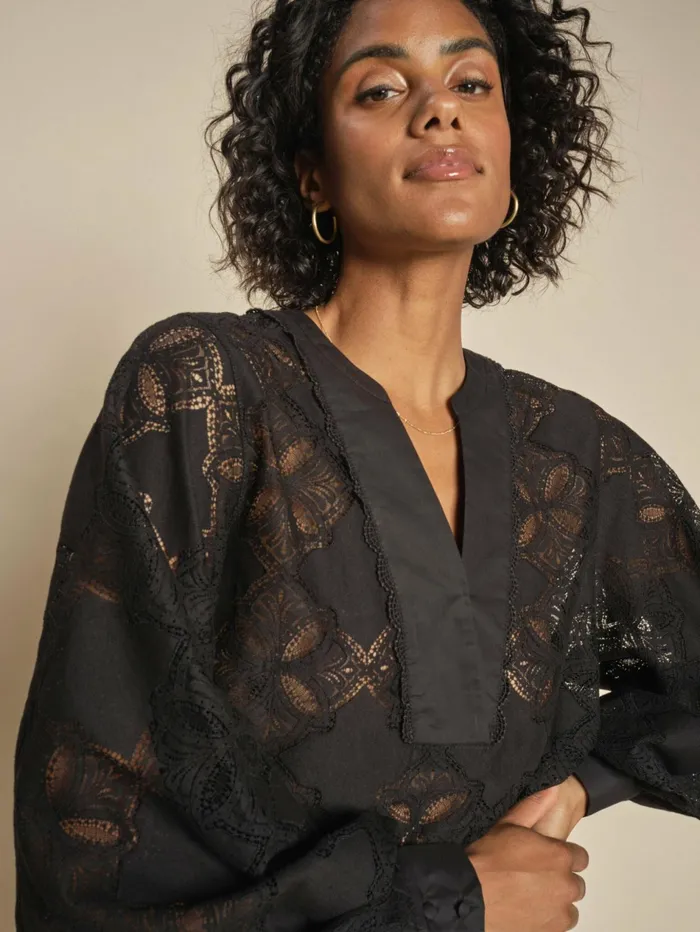 Women Blouses and Tops MOS MOSH MMYen Lace Blouse Black
