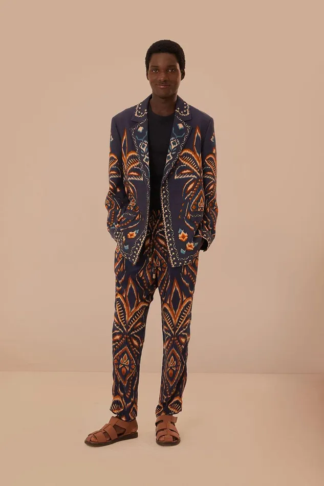 Women Blue Pineapple Ikat Blazer Pineapple Ikat Blue FARM Rio Blazers