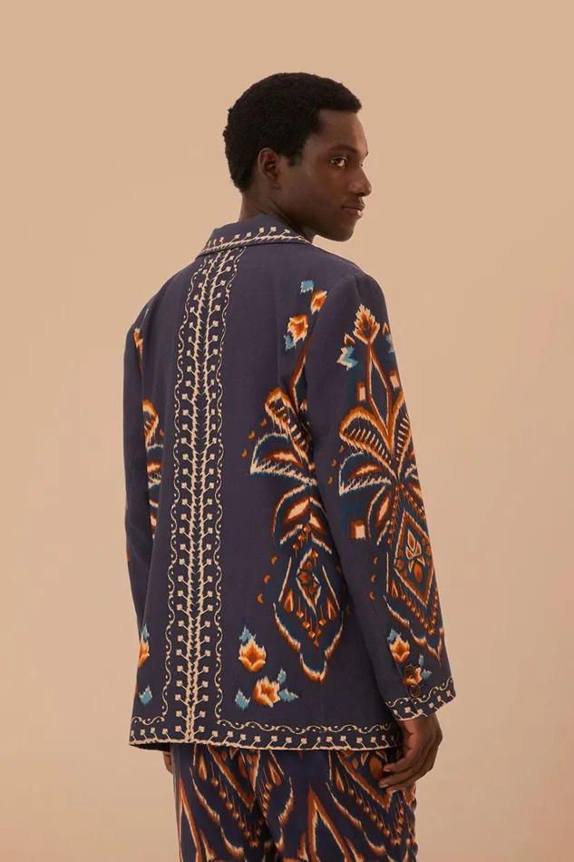 Women Blue Pineapple Ikat Blazer Pineapple Ikat Blue FARM Rio Blazers