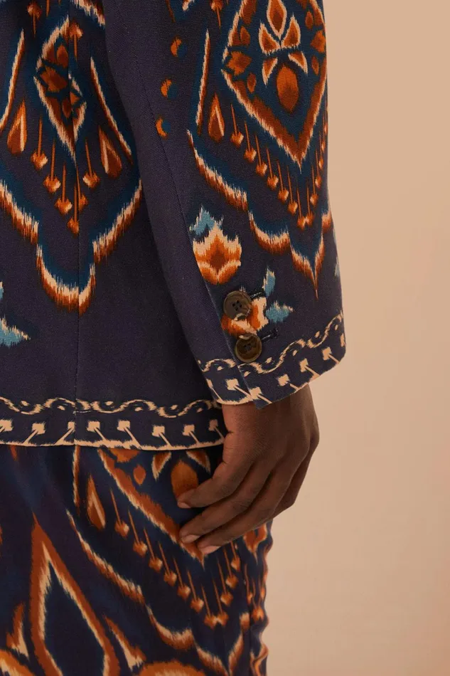 Women Blue Pineapple Ikat Blazer Pineapple Ikat Blue FARM Rio Blazers