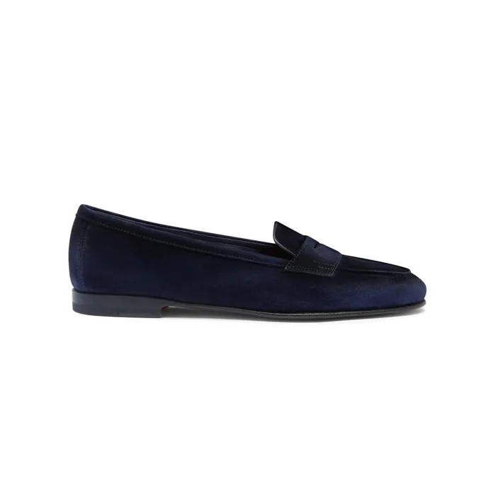 Women Blue Suede Carla Loafer Santoni Loafers