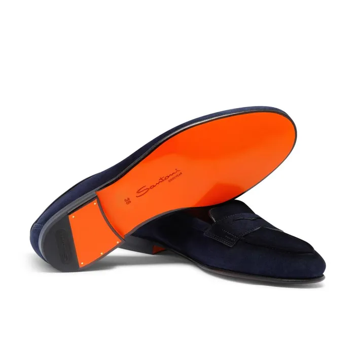 Women Blue Suede Carla Loafer Santoni Loafers