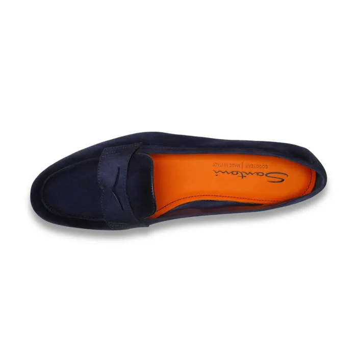 Women Blue Suede Carla Loafer Santoni Loafers