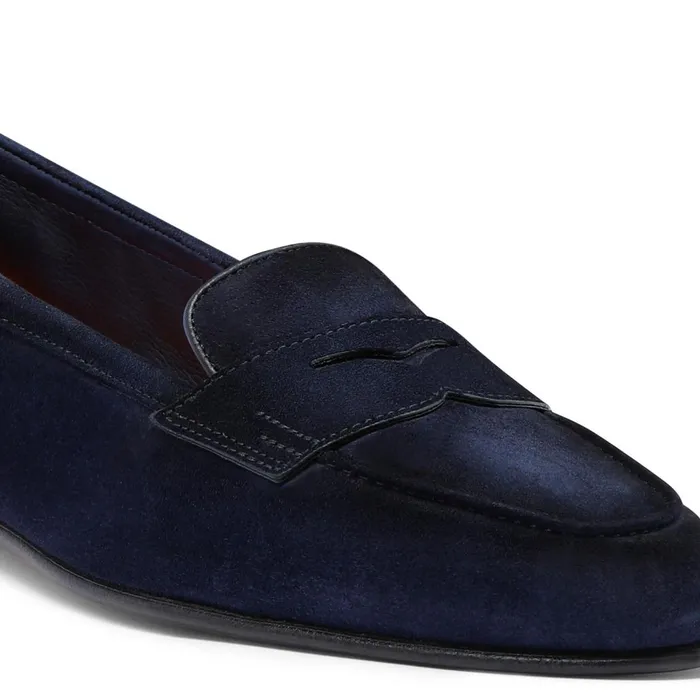 Women Blue Suede Carla Loafer Santoni Loafers