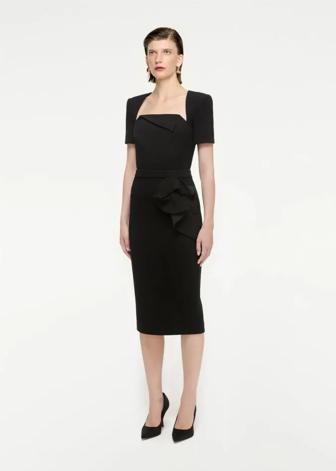 Women Bottoms Roland Mouret Wool Crepe Midi Skirt