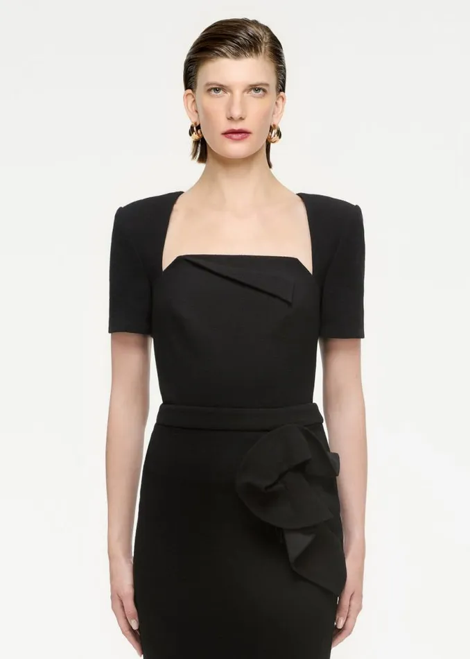 Women Bottoms Roland Mouret Wool Crepe Midi Skirt