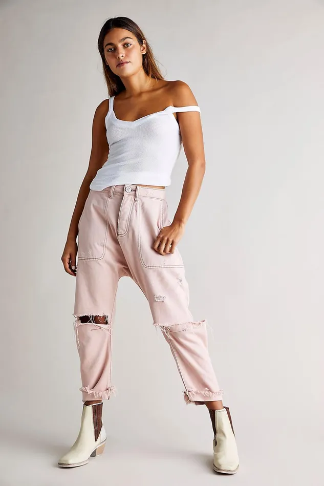 Women Boyfriend Jeans Free People OneTeaspoon Sinners Jeans Pink