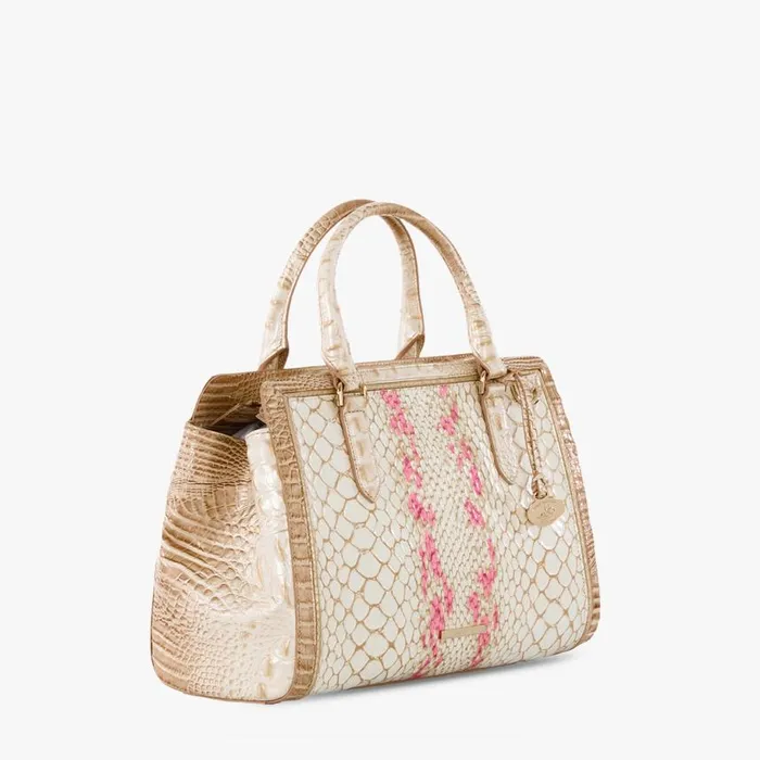 Women Brahmin Satchels Small Finley Apricot Rose Valentia
