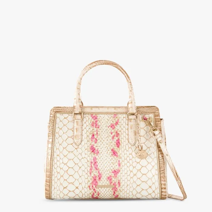 Women Brahmin Satchels Small Finley Apricot Rose Valentia