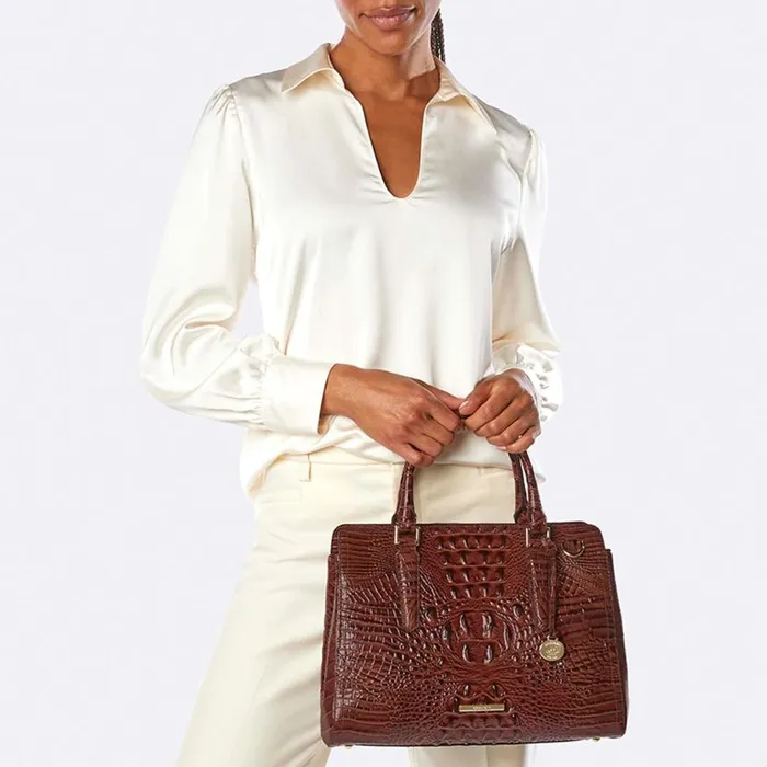 Women Brahmin Satchels Small Finley Apricot Rose Valentia