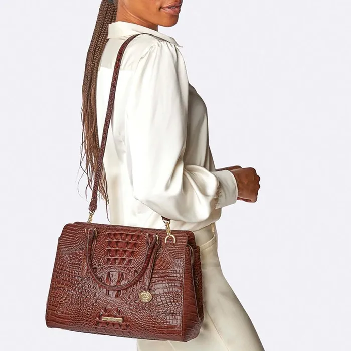 Women Brahmin Satchels Small Finley Apricot Rose Valentia