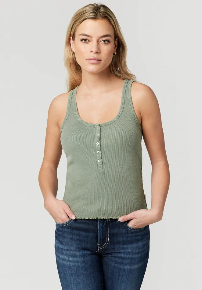 Women Buttoned Delphine Tank Top Dk Ivy Buffalo David Bitton Tops and Tees