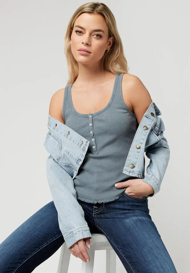 Women Buttoned Delphine Tank Top Dk Ivy Buffalo David Bitton Tops and Tees