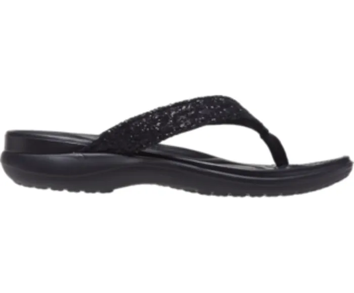 Women Capri V Glitter Flip Black Crocs Sandals