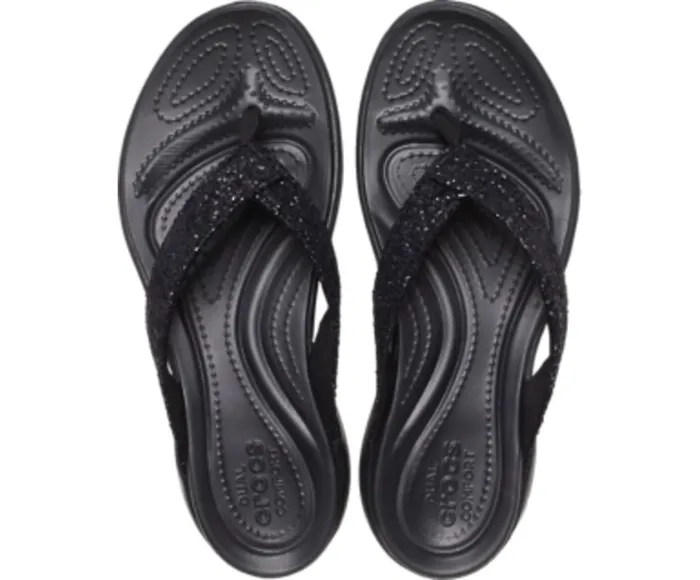 Women Capri V Glitter Flip Black Crocs Sandals