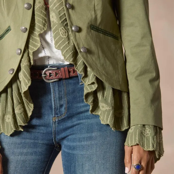 Women Caroline Ruffle Jacket Chive Sundance Catalog Jackets and Coats Women Caroline Ruffle Jacket Chive Sundance Catalog Jackets and Coats