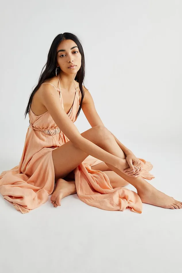 Women Casual Dresses Free People Coming Through Maxi Dress Honey Suckle