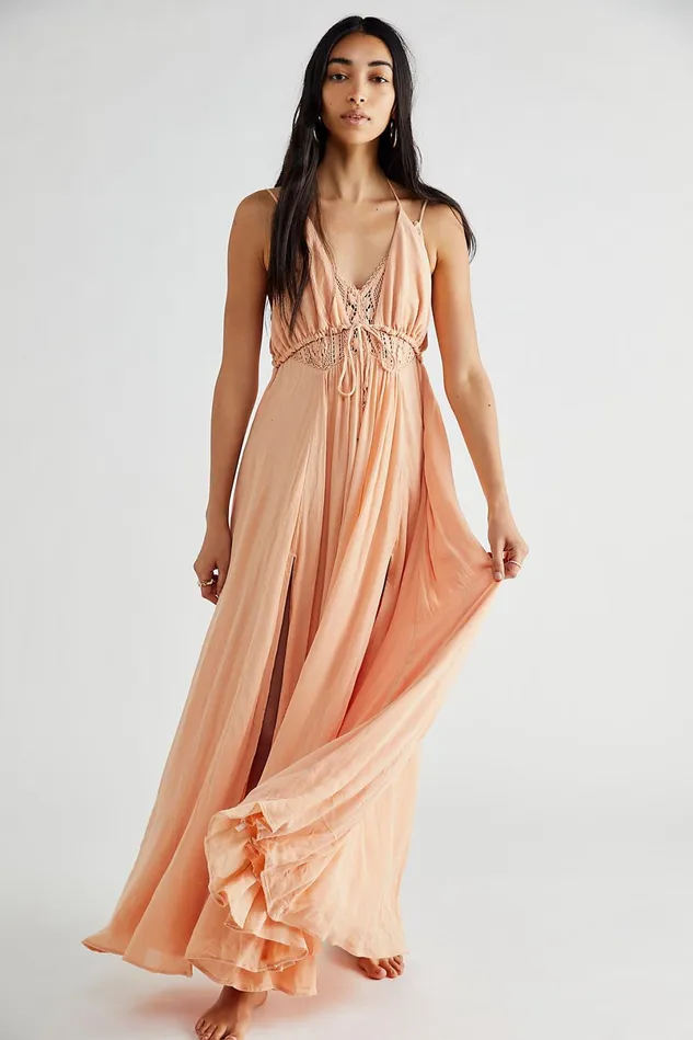 Women Casual Dresses Free People Coming Through Maxi Dress Honey Suckle