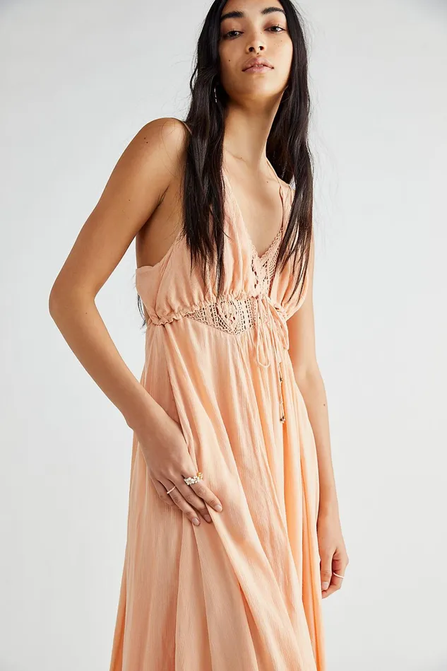 Women Casual Dresses Free People Coming Through Maxi Dress Honey Suckle