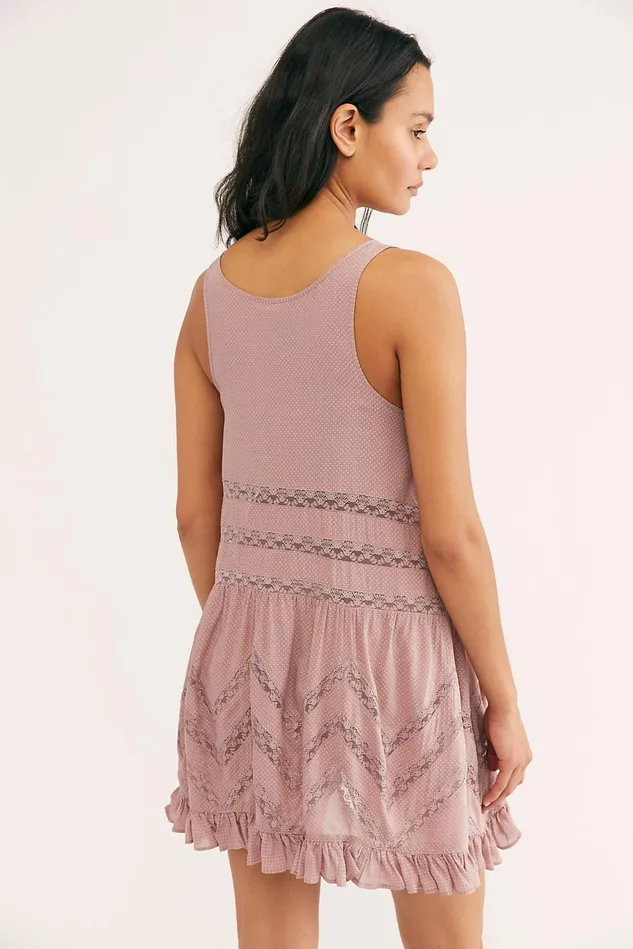 Women Casual Dresses Free People Voile And Lace Trapeze Slip Misty Pink