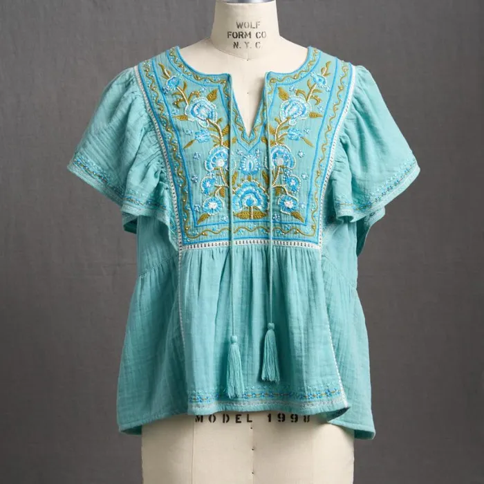 Women Charming Days Top Turquoise Sundance Catalog Tops Women Charming Days Top Turquoise Sundance Catalog Tops