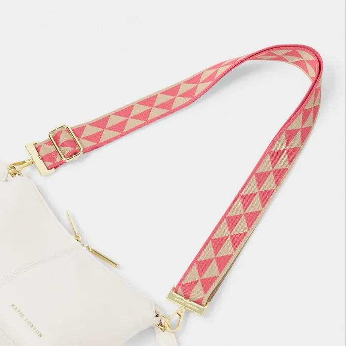 Women ClipOn Accessories Katie Loxton Canvas Bag Strap In Coral 8211 Crossbody Bag Strap