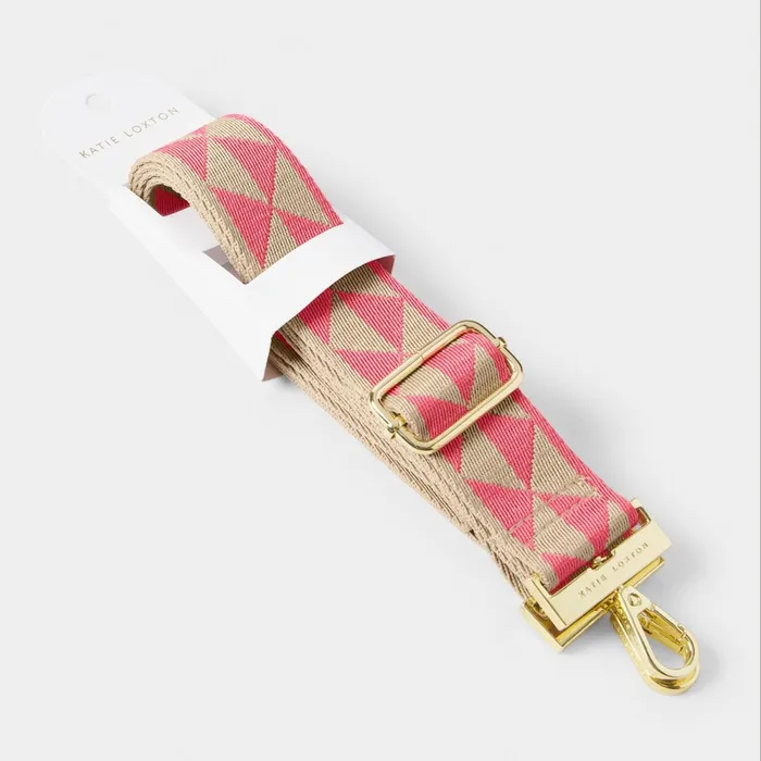 Women ClipOn Accessories Katie Loxton Canvas Bag Strap In Coral 8211 Crossbody Bag Strap