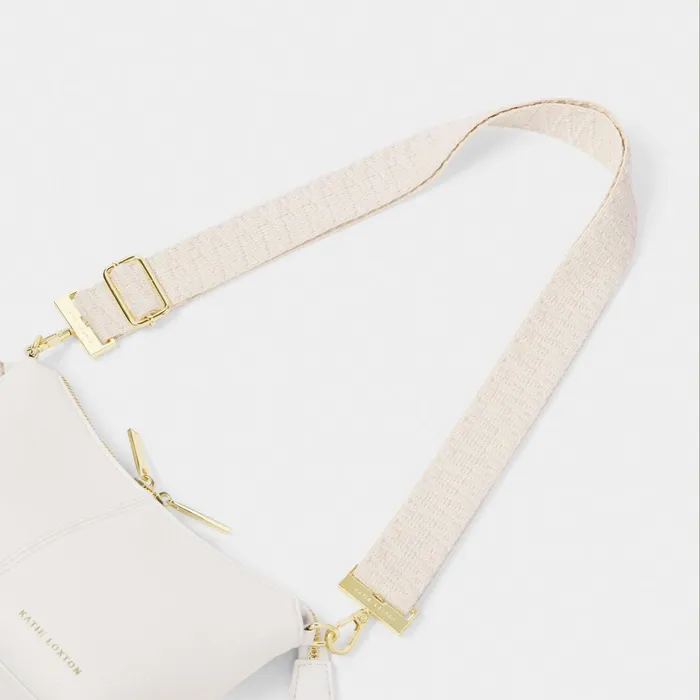 Women ClipOn Accessories Katie Loxton Canvas Bag Strap In Ecru 8211 Crossbody Bag Strap