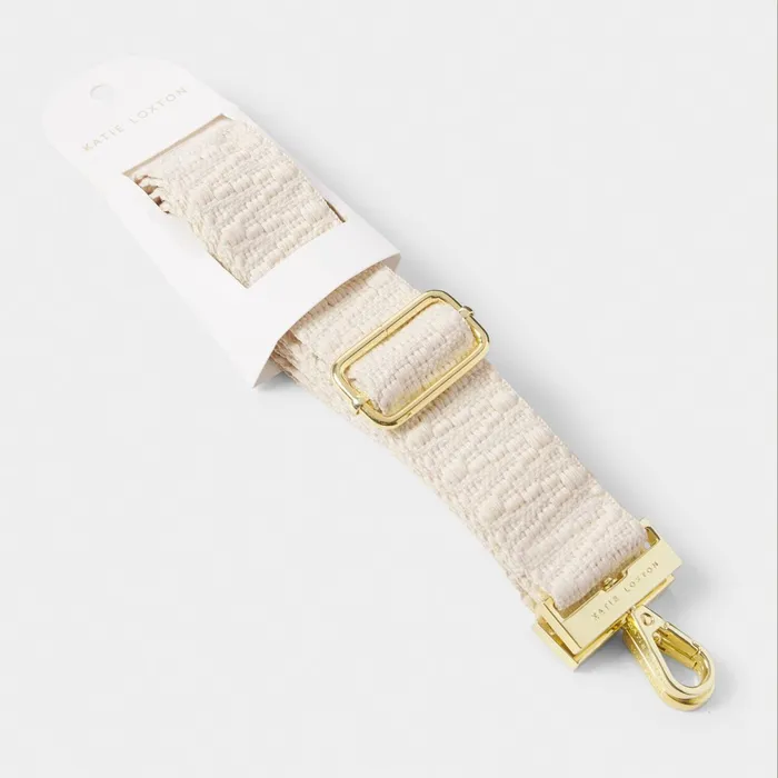 Women ClipOn Accessories Katie Loxton Canvas Bag Strap In Ecru 8211 Crossbody Bag Strap
