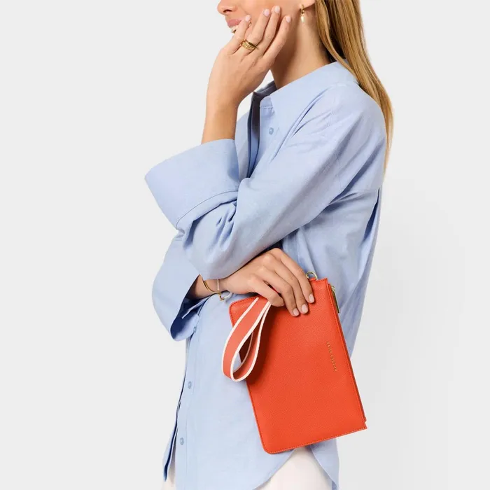 Women Clutch Bags and Pouches Katie Loxton Hallie Wristlet Pouch In Deep Orange 8211 Clutch Bag Women Clutch Bags and Pouches Katie Loxton Hallie Wristlet Pouch In Deep Orange 8211 Clutch Bag