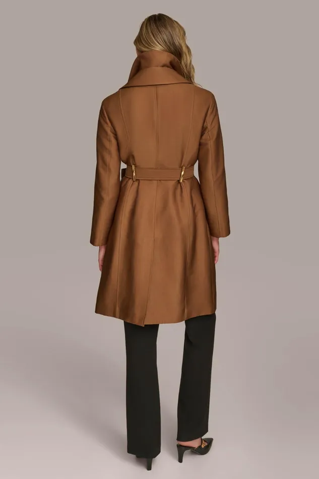 Women Coats And Jackets Donna Karan LAYERED EFFECT COAT Tobacco
