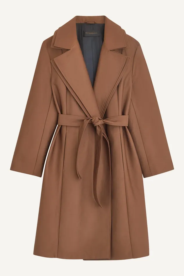 Women Coats And Jackets Donna Karan LAYERED EFFECT COAT Tobacco
