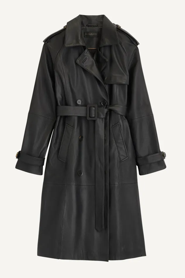 Women Coats And Jackets Donna Karan LONG LEATHER COAT Black