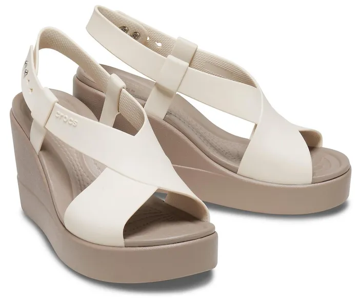 Women Crocs Brooklyn High Wedge Stucco Mushroom Crocs Sandals