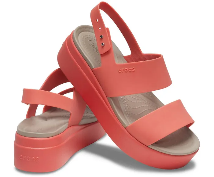 Women Crocs Brooklyn Low Wedge Spicy Orange Spicy Orange Crocs Sandals
