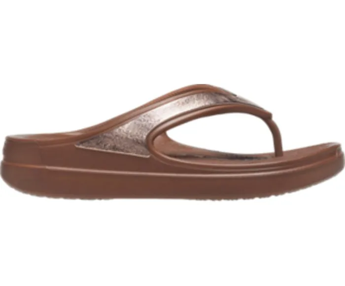 Women Crocs Sloane Shine Wedge Flip Bronze Crocs FlipFlops