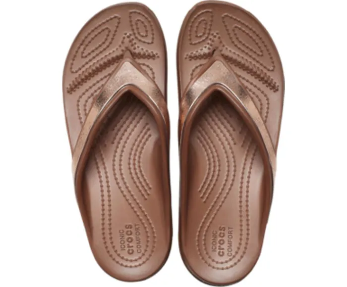 Women Crocs Sloane Shine Wedge Flip Bronze Crocs FlipFlops