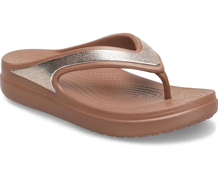 Women Crocs Sloane Shine Wedge Flip Bronze Crocs FlipFlops