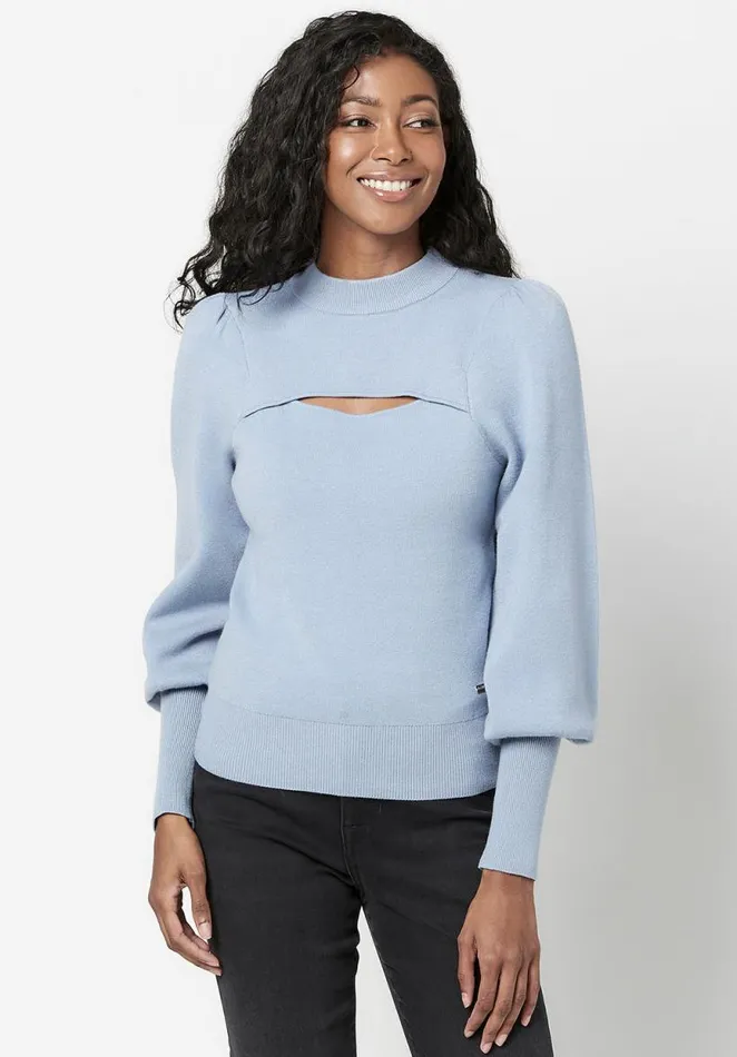 Women CutOut Nadeline Puff Sweater Ashley Blue Buffalo David Bitton Sweaters