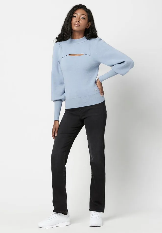 Women CutOut Nadeline Puff Sweater Ashley Blue Buffalo David Bitton Sweaters