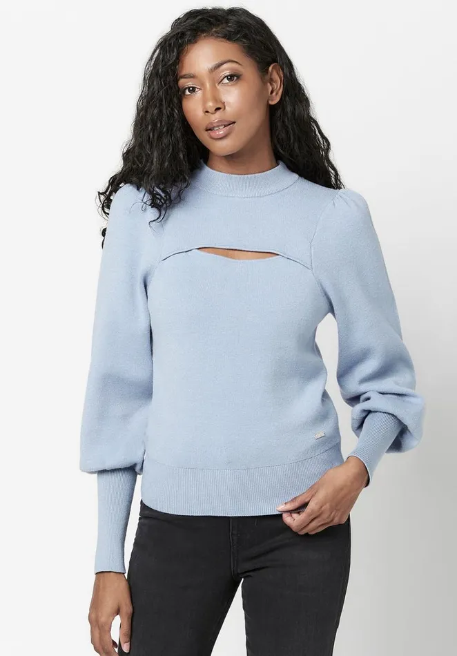 Women CutOut Nadeline Puff Sweater Ashley Blue Buffalo David Bitton Sweaters