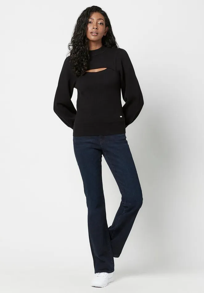 Women CutOut Nadeline Puff Sweater Ashley Blue Buffalo David Bitton Sweaters