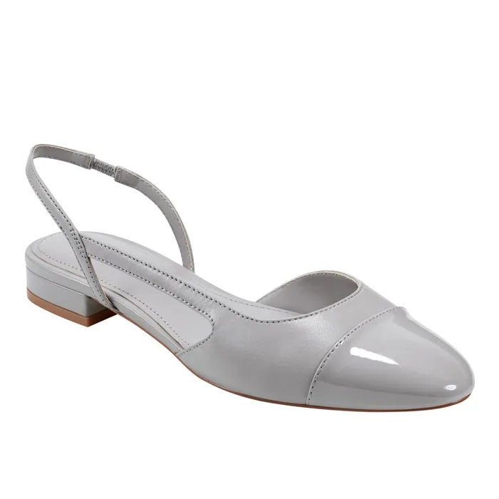 Women Dela Closed Toe Slingback Dress Flat Light Grey Marc Fisher Loafers and Flats