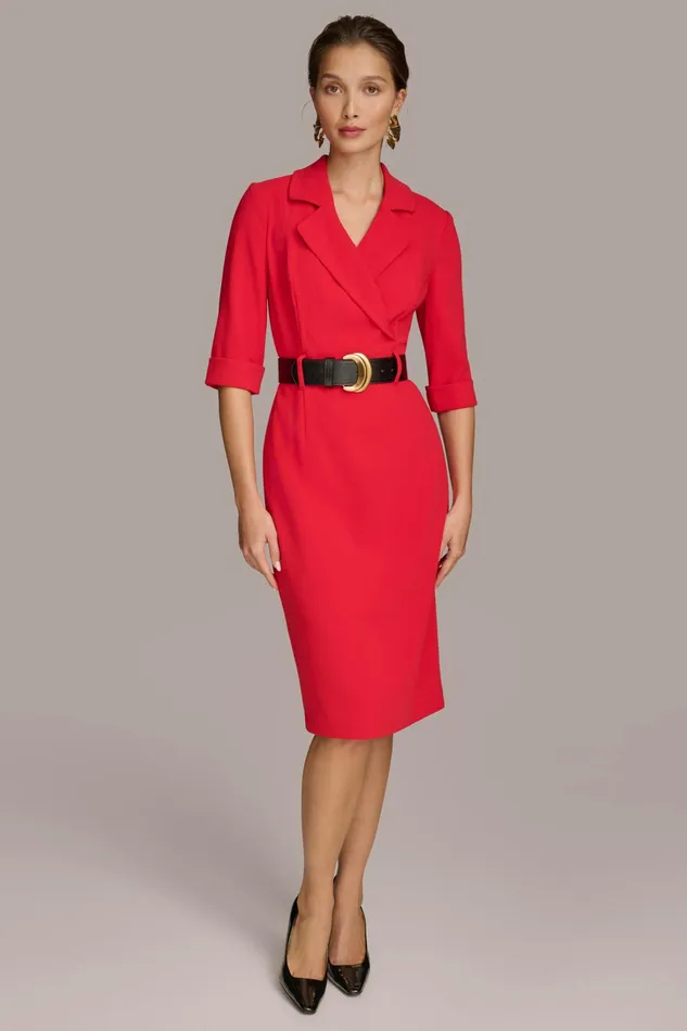 Women Dresses And Jumpsuits Donna Karan BELTED SHEATH DRESS Red