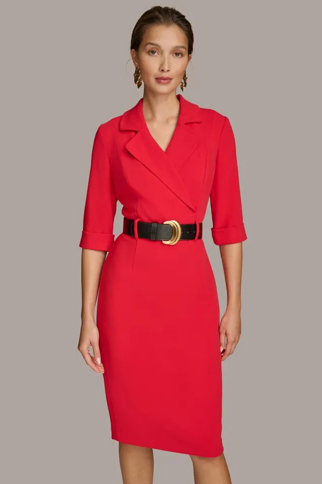 Women Dresses And Jumpsuits Donna Karan BELTED SHEATH DRESS Red