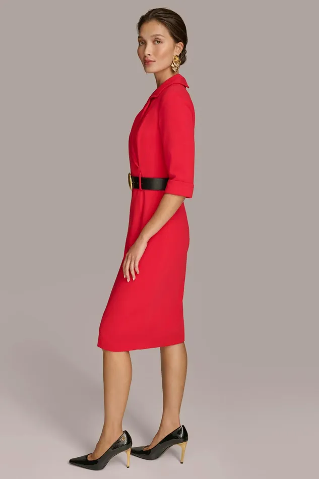 Women Dresses And Jumpsuits Donna Karan BELTED SHEATH DRESS Red