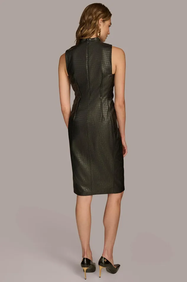 Women Dresses And Jumpsuits Donna Karan FAUX LEATHER SHEATH DRESS Black