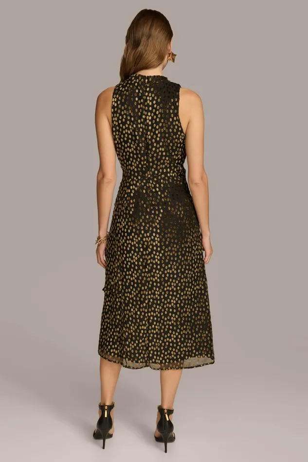 Women Dresses And Jumpsuits Donna Karan HIGH COWL NECK DRESS Blackgold Multi
